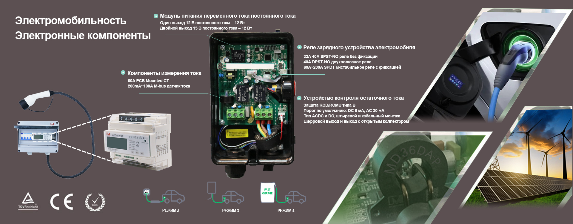Компоненты зарядки электромобиля, датчик остаточного тока, реле электромобиля, трансформатор тока, модуль питания переменного/постоянного тока