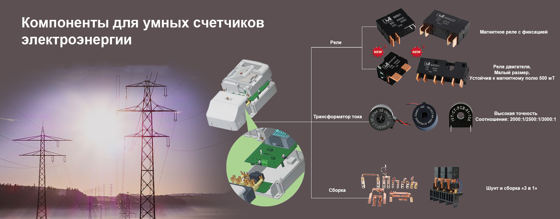 Реле интеллектуального счетчика, реле с магнитной защелкой, бистабильное реле, трансформатор тока, трансформатор тока, шунт, сборка