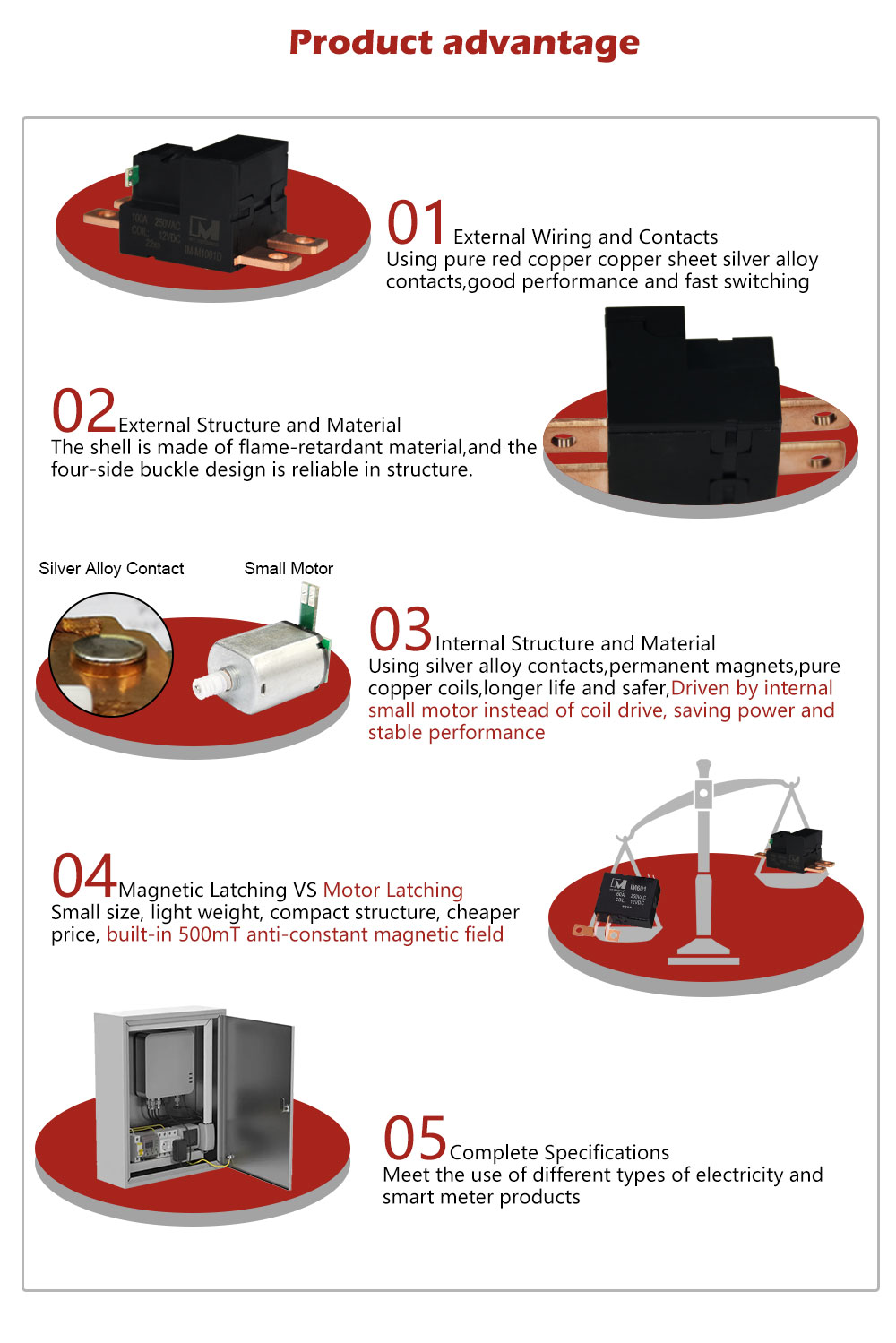 Двухфазное силовое реле с защелкой 80 А с моторным приводом